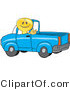 Vector Illustration of a Gold Cartoon Key Mascot Driving a Truck by Mascot Junction