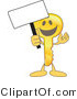 Vector Illustration of a Gold Cartoon Key Mascot Holding up a Blank Sign by Mascot Junction