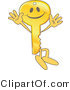 Vector Illustration of a Gold Cartoon Key Mascot Jumping by Mascot Junction