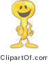 Vector Illustration of a Gold Cartoon Key Mascot Pointing Outwards by Mascot Junction