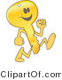 Vector Illustration of a Gold Cartoon Key Mascot Running by Mascot Junction