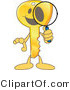 Vector Illustration of a Gold Cartoon Key Mascot Searching by Mascot Junction