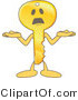 Vector Illustration of a Gold Cartoon Key Mascot Shrugging by Mascot Junction