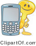 Vector Illustration of a Gold Cartoon Key Mascot with a Cell Phone by Mascot Junction