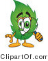 Vector Illustration of a Green Leaf Mascot Looking Through a Magnifying Glass by Mascot Junction