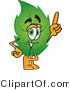 Vector Illustration of a Green Leaf Mascot Pointing Upwards by Mascot Junction