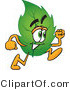 Vector Illustration of a Green Leaf Mascot Running by Mascot Junction