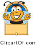 Vector Illustration of a Grinning Bee and Blank Tan LabelGrinning Bee and Blank Tan Label by Mascot Junction