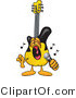 Vector Illustration of a Guitar Mascot Singing Loud into a Microphone by Mascot Junction