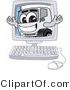 Vector Illustration of a Happy Cartoon Delivery Truck Mascot on a Computer Screen by Mascot Junction