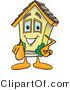 Vector Illustration of a Happy Cartoon Home Mascot Pointing Outward by Mascot Junction