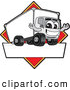 Vector Illustration of a Happy Delivery Big Rig Truck Mascot Character Sign or Logo with a Red Diamond by Mascot Junction
