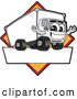 Vector Illustration of a Happy Delivery Big Rig Truck Mascot Character Sign or Logo with a Yellow Diamond by Mascot Junction