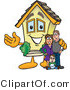 Vector Illustration of a Happy Home Mascot Beside New Family by Mascot Junction