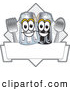 Vector Illustration of a Happy Salt and Pepper Shaker Cutlery and Napkin Mascot Characters Diner Sign or Logo by Mascot Junction