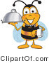 Vector Illustration of a Honey Bee Mascot Dressed As a Servant, Carrying a Food Platter by Mascot Junction