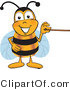 Vector Illustration of a Honey Bee Mascot Holding a Pointer Stick by Mascot Junction