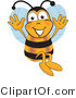 Vector Illustration of a Honey Bee Mascot Jumping with His Arms up by Mascot Junction