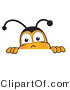 Vector Illustration of a Honey Bee Mascot Peeking over a Horizontal Surface by Mascot Junction