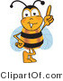 Vector Illustration of a Honey Bee Mascot Pointing Upwards by Mascot Junction