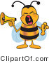 Vector Illustration of a Honey Bee Mascot Screaming into a Megaphone by Mascot Junction