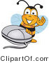 Vector Illustration of a Honey Bee Mascot with a Computer Mouse by Mascot Junction