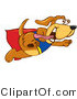 Vector Illustration of a Hound Dog Mascot Dressed As a Super Hero, Flying by Mascot Junction