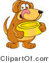 Vector Illustration of a Hound Dog Mascot Holding a Food Dish, Waiting to Be Fed by Mascot Junction