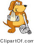 Vector Illustration of a Hound Dog Mascot with an Arm and Leg Bandaged up by Mascot Junction