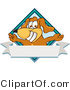 Vector Illustration of a Hound Dog Mascot with Open Arms over a Blank White Label by Mascot Junction