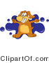 Vector Illustration of a Hound Dog Mascot with Open Arms over a Blue Splatter by Mascot Junction