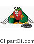 Vector Illustration of a Red Apple Mascot Camping with a Tent and a Fire by Mascot Junction