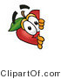 Vector Illustration of a Red Apple Mascot Peeking Around a Corner and Spying on Someone by Mascot Junction
