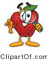 Vector Illustration of a Red Apple Mascot Peeking Through a Magnifying Glass by Mascot Junction