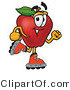 Vector Illustration of a Red Apple Mascot Roller Blading on Inline Skates by Mascot Junction