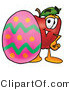 Vector Illustration of a Red Apple Mascot Standing Beside an Easter Egg by Mascot Junction
