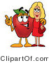 Vector Illustration of a Red Apple Mascot Talking Nutrition with a Pretty Blond Woman by Mascot Junction