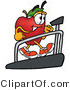 Vector Illustration of a Red Apple Mascot Walking on a Treadmill in a Fitness Gym by Mascot Junction