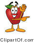 Vector Illustration of a Red Apple Mascot Waving and Pointing to the Right by Mascot Junction