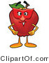 Vector Illustration of a Red Apple Mascot Wearing a Red Mask on Halloween by Mascot Junction