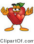 Vector Illustration of a Red Apple Mascot with His Heart Beating out of His Chest and Eyebrows Raised by Mascot Junction