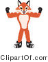 Vector Illustration of a Red Fox Mascot Flexing His Arm Muscles by Mascot Junction
