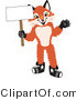 Vector Illustration of a Red Fox Mascot Holding a Blank White Sign by Mascot Junction