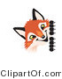 Vector Illustration of a Red Fox Mascot Peeking Around a Corner by Mascot Junction