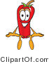 Vector Illustration of a Red Hot Chili Pepper Mascot Sitting by Mascot Junction