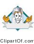 Vector Illustration of a Salt Shaker Mascot on a Blank Blue Label with a Banner and Diamond by Mascot Junction