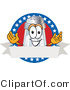 Vector Illustration of a Salt Shaker Mascot over a Blank White Banner on an American Themed Logo by Mascot Junction