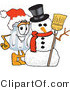 Vector Illustration of a Salt Shaker Mascot with a Snowman on Christmas by Mascot Junction