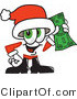 Vector Illustration of a Santa Mascot Holding a Dollar Bill by Mascot Junction