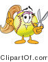 Vector Illustration of a Softball Girl Mascot Holding Scissors by Mascot Junction